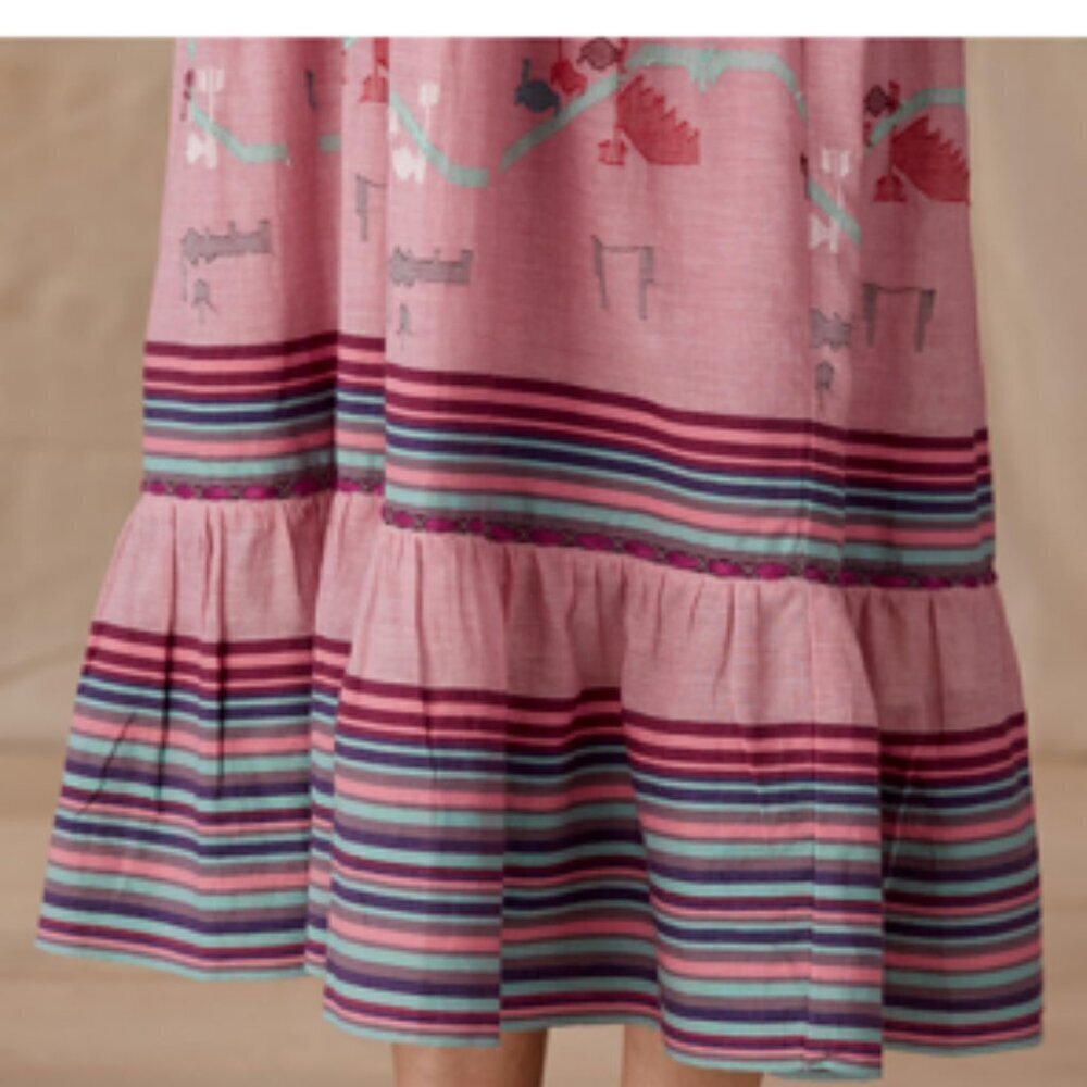 Anthropologie's Conditions Apply Hand Woven 100% Cotton Boho Maxi Dress Small - Picture 4 of 12
